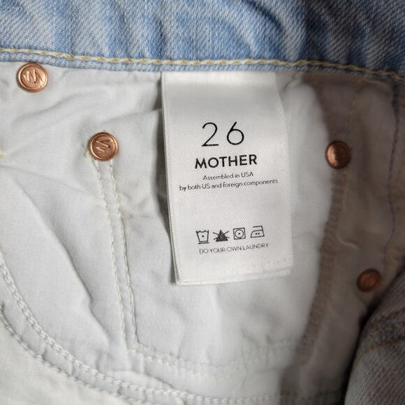MOTHER The Dropout Fray in Get Blondie Light Wash Straight Leg Jean Size 26 - Picture 6 of 11